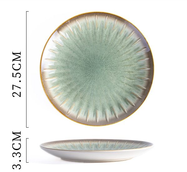 Roman Embossed Dark Green Steak Plate (11-inch)