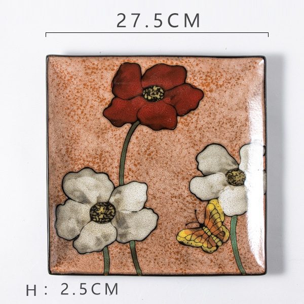 Flower Orange Steak Plate (11-inch)
