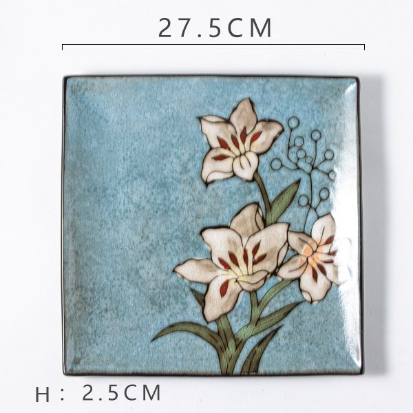 Flower Blue Steak Plate (11-inch)