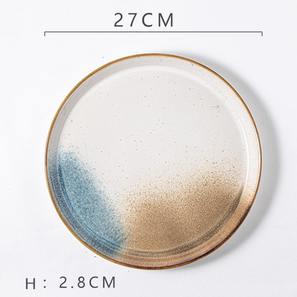 Blue-Brown Patchwork Steak Plate (11-inch)