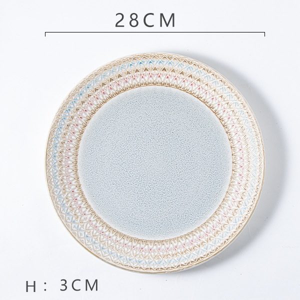 Pink-Blue Embossed Steak Plate (11-inch)