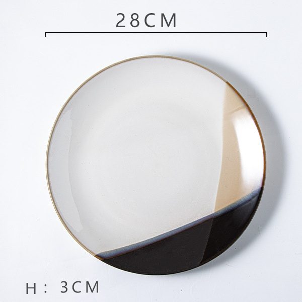 Yellow-Black Patchwork Steak Plate (11-inch)
