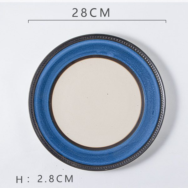 Pearl Dot Blue Steak Plate (11-inch)