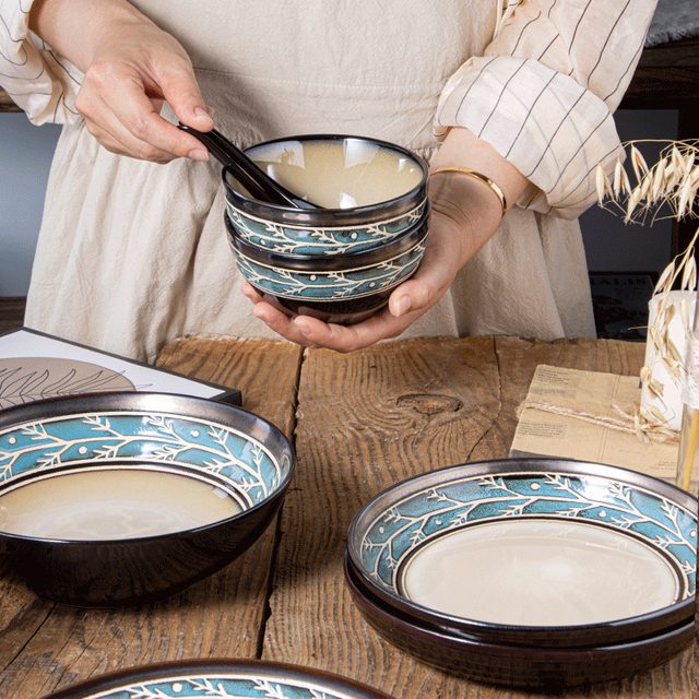 European Norwegian Forest Hand-painted Dinnerware Set