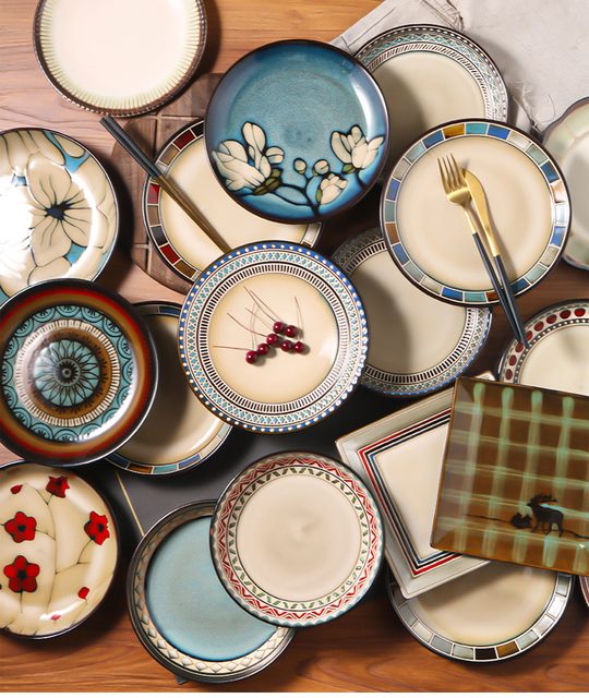 European Underglaze Hand-painted Ceramic Plate Collection