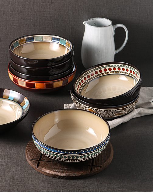 Chinese Kiln-changed Reactive Glaze Hand-painted Ceramic Soup Bowl Collection