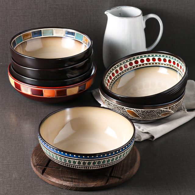 Chinese Kiln-changed Reactive Glaze Hand-painted Ceramic Soup Bowl Collection