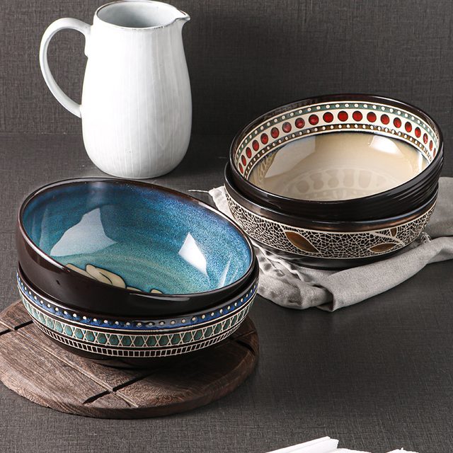 Chinese Kiln-changed Reactive Glaze Hand-painted Ceramic Soup Bowl Collection