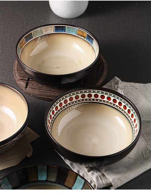 Chinese Kiln-changed Reactive Glaze Hand-painted Ceramic Soup Bowl Collection