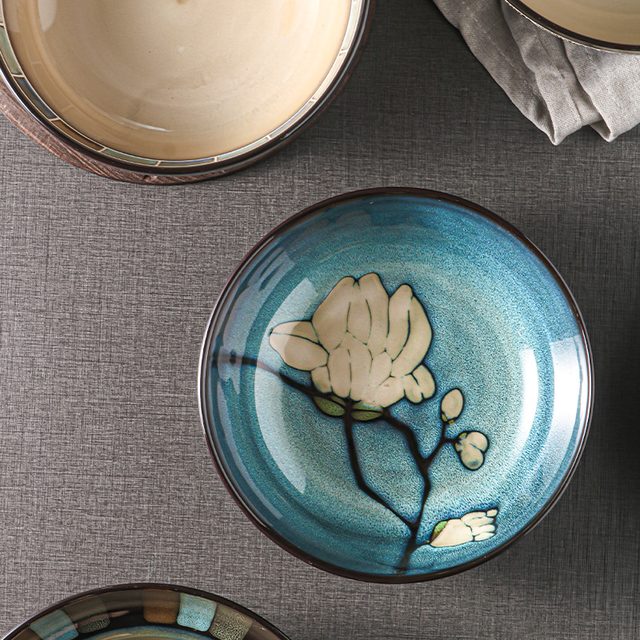 Chinese Kiln-changed Reactive Glaze Hand-painted Ceramic Soup Bowl Collection