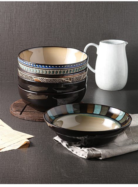 Chinese Kiln-changed Reactive Glaze Hand-painted Ceramic Soup Bowl Collection