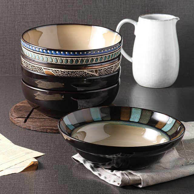 Chinese Kiln-changed Reactive Glaze Hand-painted Ceramic Soup Bowl Collection