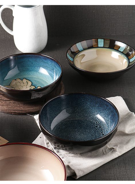 Chinese Kiln-changed Reactive Glaze Hand-painted Ceramic Soup Bowl Collection