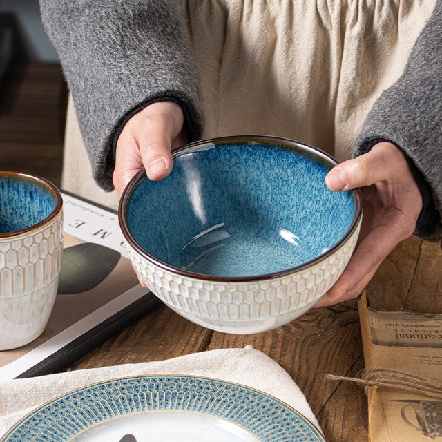 European Xinhui Blue Kiln-changed Glaze Dinnerware Set