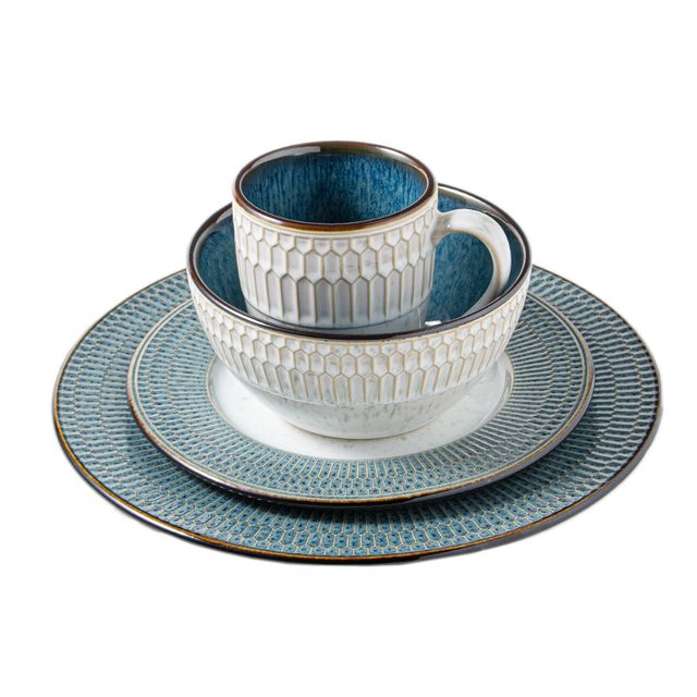 European Xinhui Blue Kiln-changed Glaze Dinnerware Set