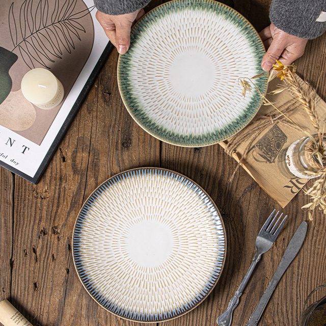 European Starry Kiln-changed Glaze Embossed Dinnerware Set