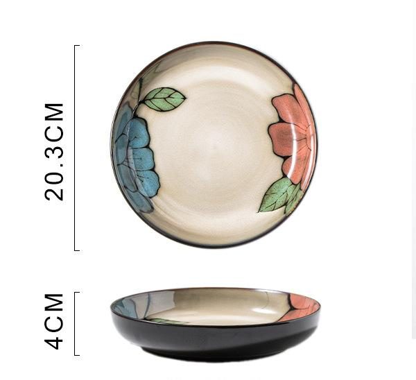 Tri-color Flower Deep Plate (8-inch)