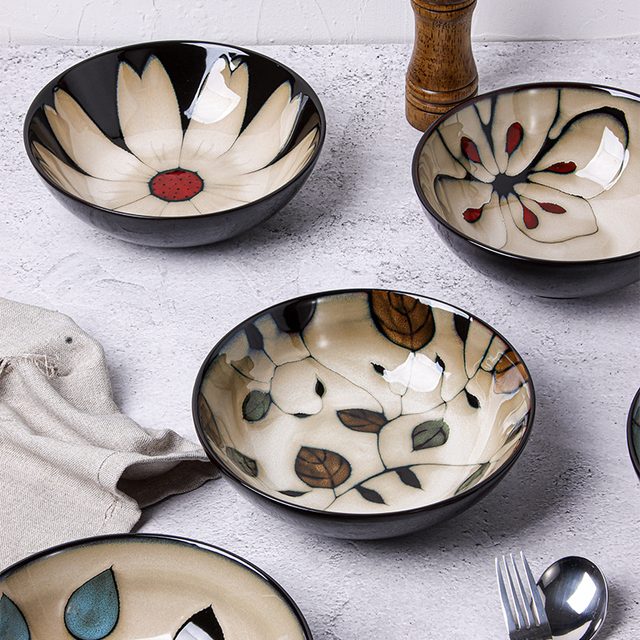 European Style Underglaze Hand-Painted Ceramic Soup Bowl