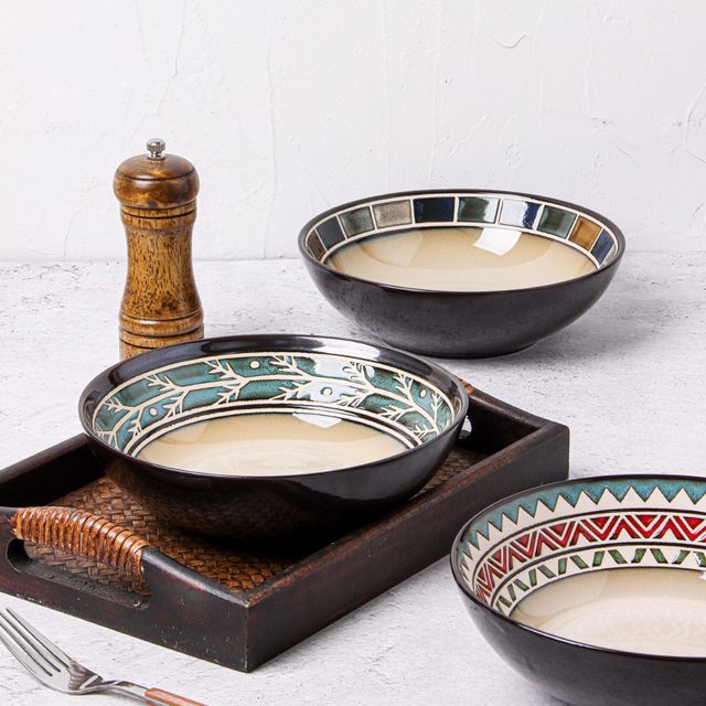 European Style Underglaze Hand-Painted Ceramic Soup Bowl