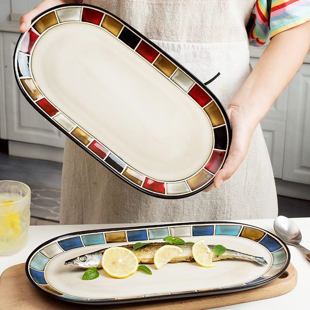 European Kiln-changed Underglaze Ceramic Fish Plate Collection