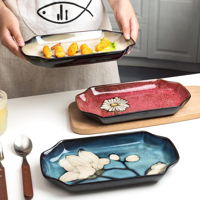 European Kiln-changed Underglaze Ceramic Fish Plate Collection