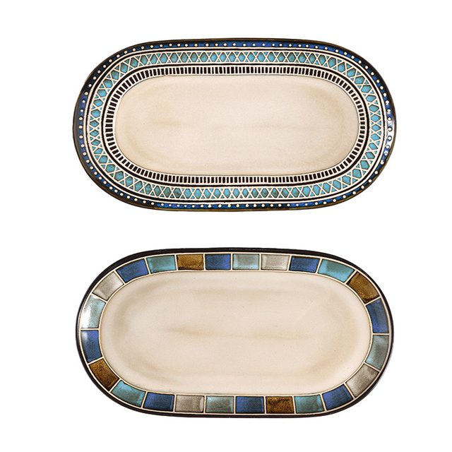 European Kiln-changed Underglaze Ceramic Fish Plate Collection