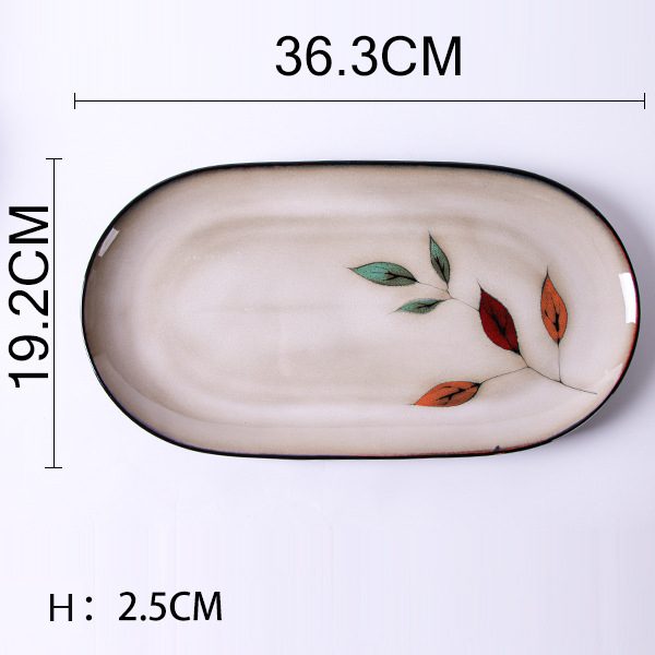 Colorful Leaf Oval Fish Plate