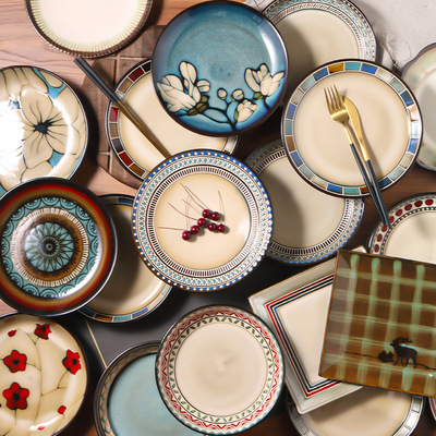 European Underglaze Hand-painted Ceramic Plate Collection