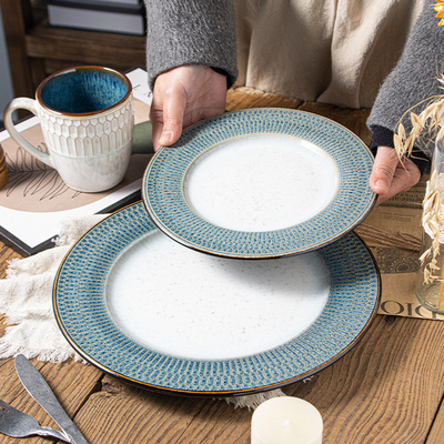 European Xinhui Blue Kiln-changed Glaze Dinnerware Set